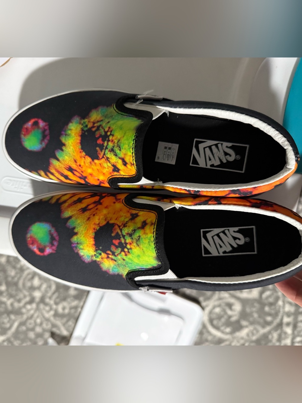 Vans Slip-On in Black with Neon Tie-Dye Print